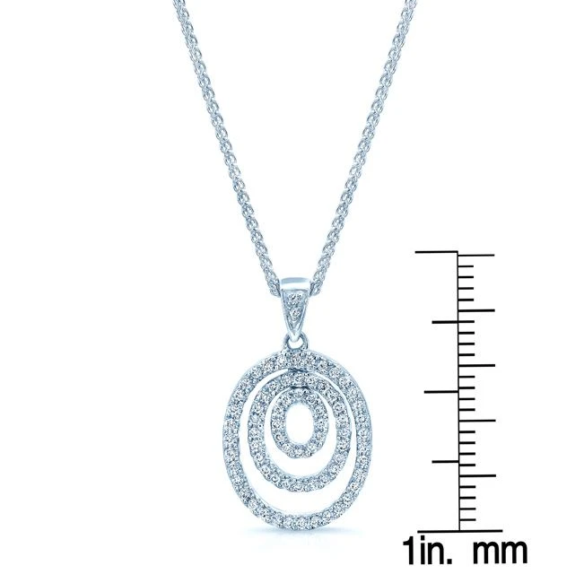 Multi Oval Diamond Penant In 18k White Gold (1/4 Ct.tw.) - Image 3