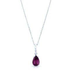 Rhodolite Garnet & Diamond Pendant In 14k White Gold