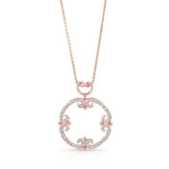 Diamond Pave Open Frame Curlicue Pendant In 14k Rose Gold