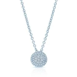 Diamond Multi-circle Shield Pendant In 14k White Gold 17-inch