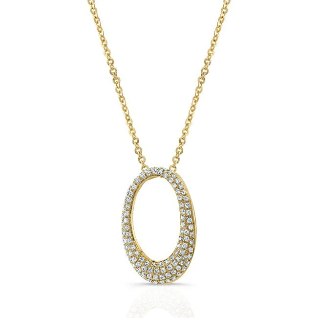 Diamond Pave Oval Pendant In 14k Yellow Gold (si) - Image 2