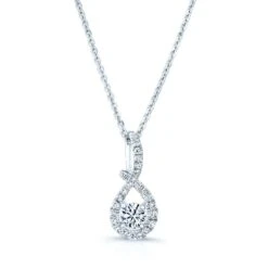 Diamond Infinity Pendant In 14k White Gold (18-in Rolo Chain)