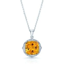 Citrine And Diamond 14kw Pendant