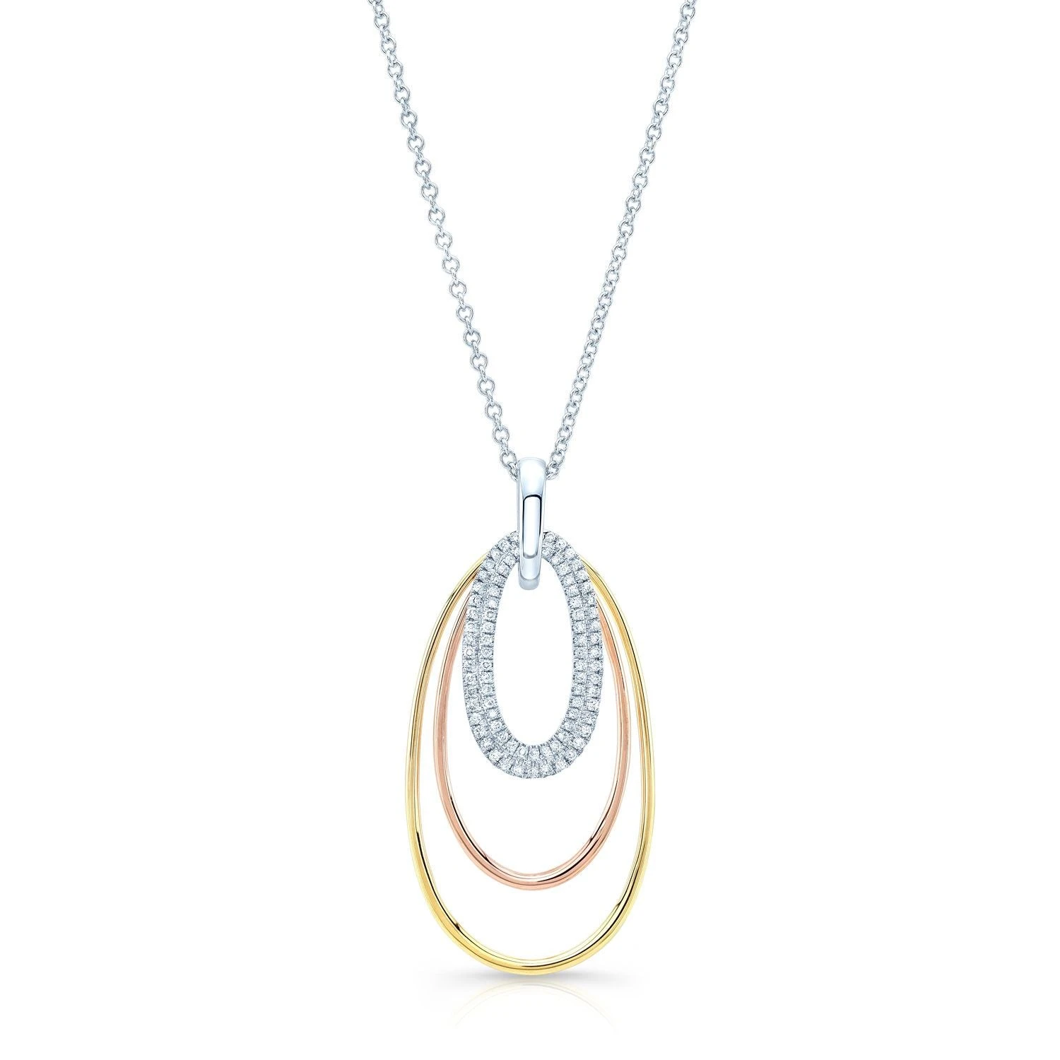 Diamond Triple Oval Pendant In 14k Two Tone Gold