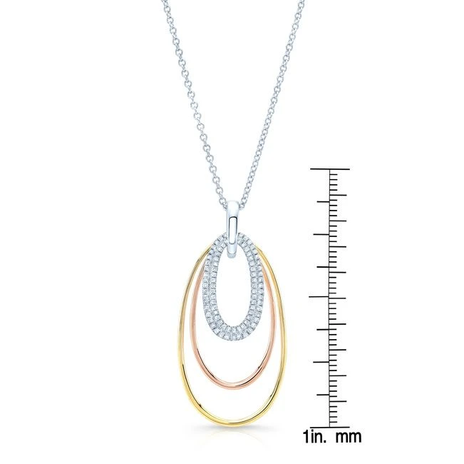 Diamond Triple Oval Pendant In 14k Two Tone Gold - Image 3