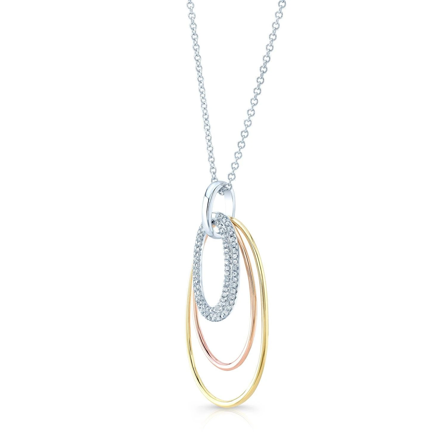 Diamond Triple Oval Pendant In 14k Two Tone Gold - Image 2