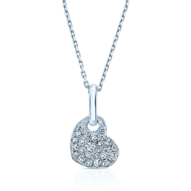Diamond Pave Dangle Heart Pendant In 14k White Gold (1/6 Ct.tw.)