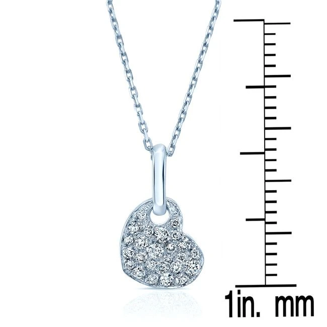 Diamond Pave Dangle Heart Pendant In 14k White Gold (1/6 Ct.tw.) - Image 3