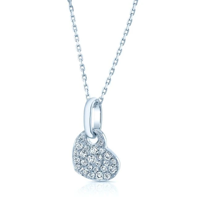 Diamond Pave Dangle Heart Pendant In 14k White Gold (1/6 Ct.tw.) - Image 2