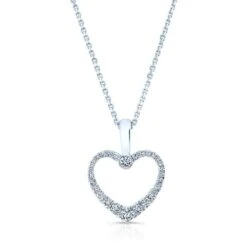 Diamond Pave Heart Pendant In 14k White Gold (1/4 Ct.tw.)