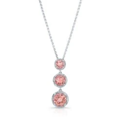 Graduated Pink Sapphire Drop Pendant In 14k White Gold