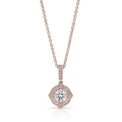 Diamond Pave Pendant In 14k Rose Gold (16-18" Adj)