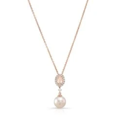 Pink Pearl, Morganite & Diamond Pendant 14k Rose Gold