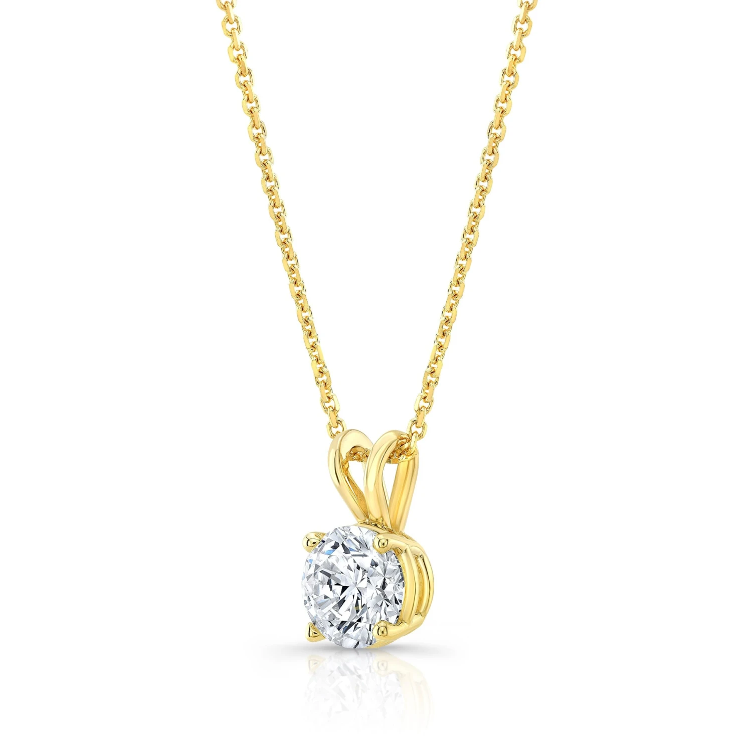 Round (full Cut) Diamond Solitaire Pendant In A 14k Yellow Gold 4-prong Basket Setting, 2ct. T.w. (hi, Si1-si2) - Image 2