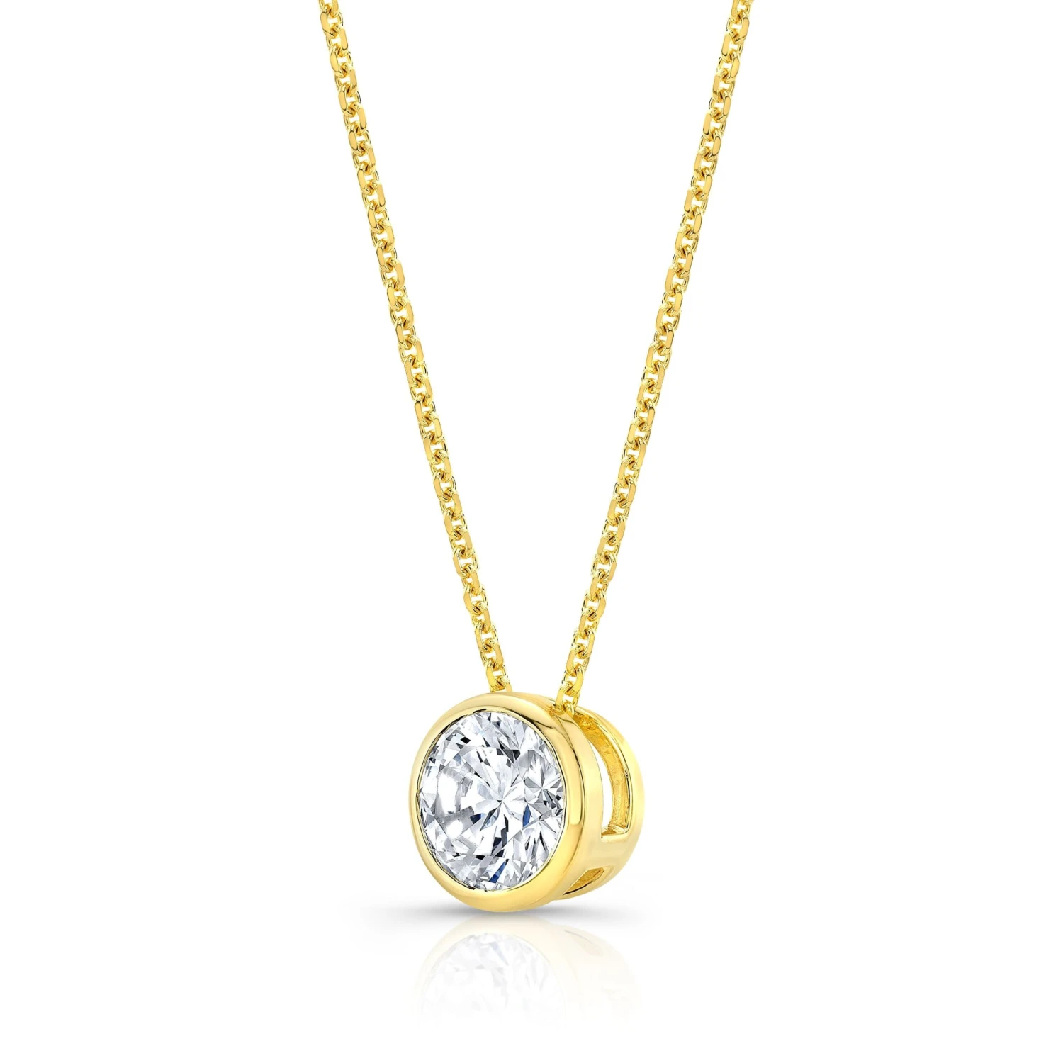 Round (full Cut) Diamond Solitaire Pendant In A 14k Yellow Gold Bezel Slide Setting, 0.25ct. T.w. (hi, Si1-si2) - Image 2