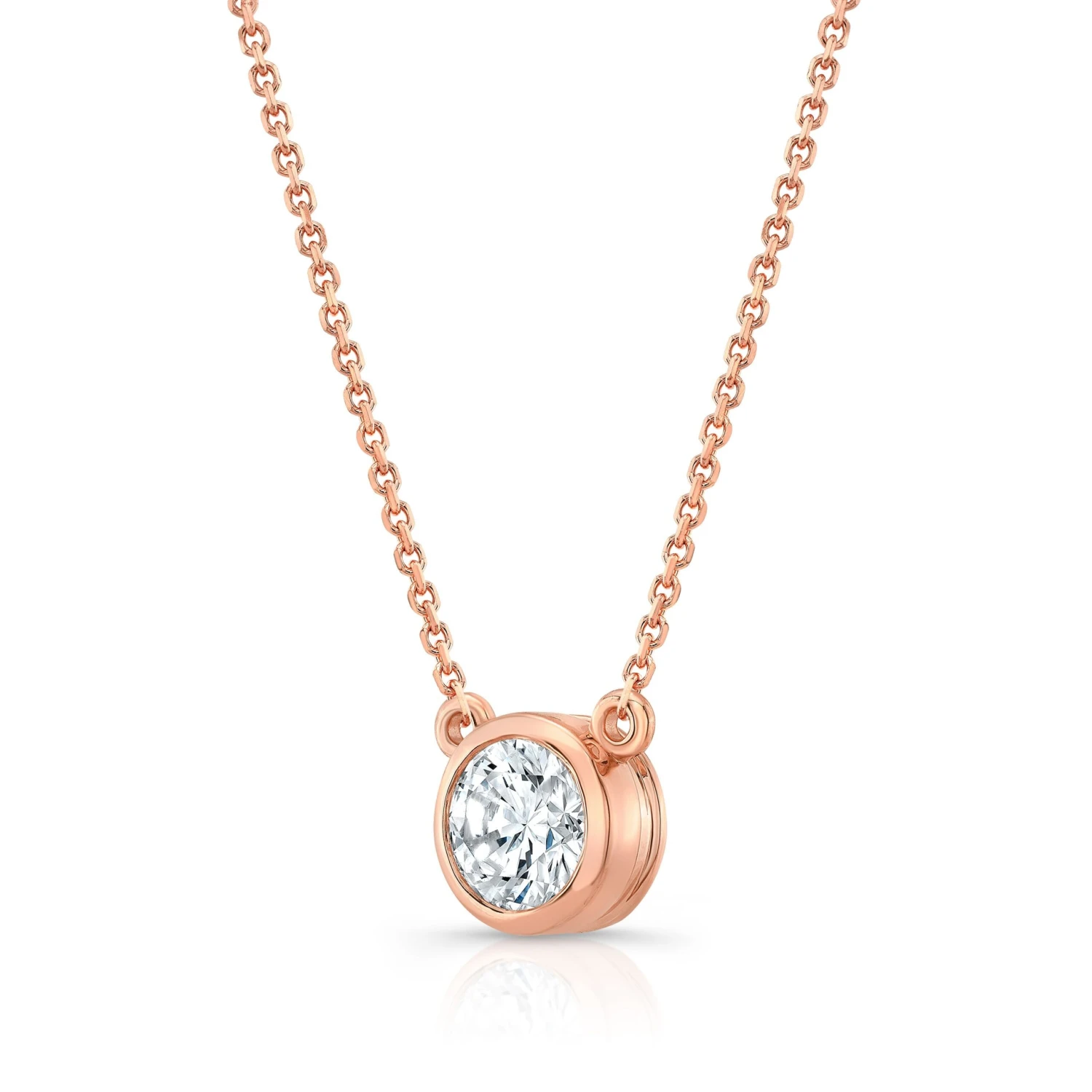 Round (full Cut) Diamond Solitaire Pendant In A 14k Rose Gold Bezel Centered Setting, 0.25ct. T.w. (hi, Si1-si2) - Image 2