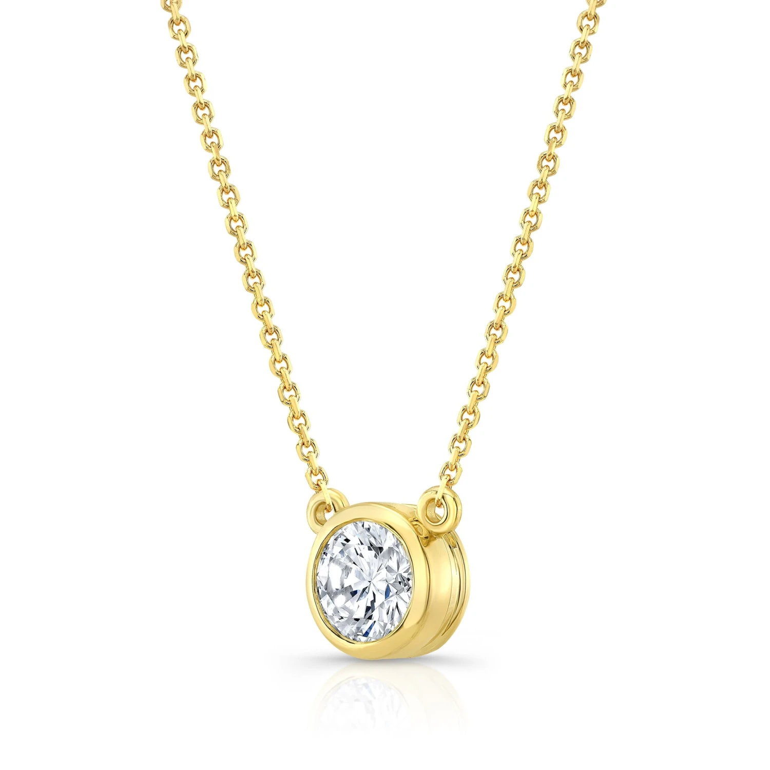 Round (full Cut) Diamond Solitaire Pendant In A 14k Yellow Gold Bezel Centered Setting, 1.25ct. T.w. (hi, Si1-si2) - Image 2