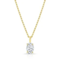 Oval Diamond Solitaire Pendant In A 14k Yellow Gold Fleur De Lis Setting, 0.5ct. T.w. (hi, Si1-si2)