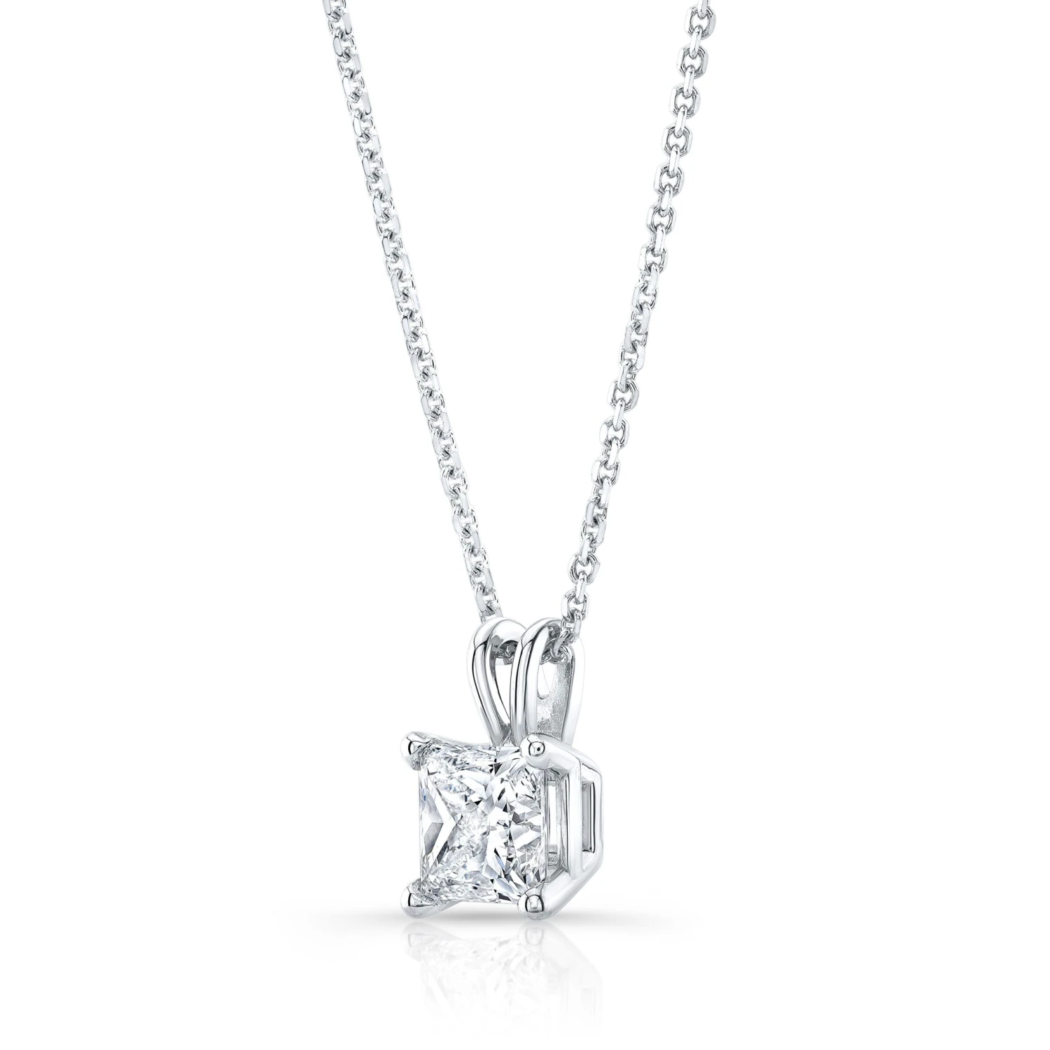 Princess Diamond Solitaire Pendant In A 14k White Gold 4-prong Basket Setting, 2ct. T.w. (hi, Si1-si2) - Image 2