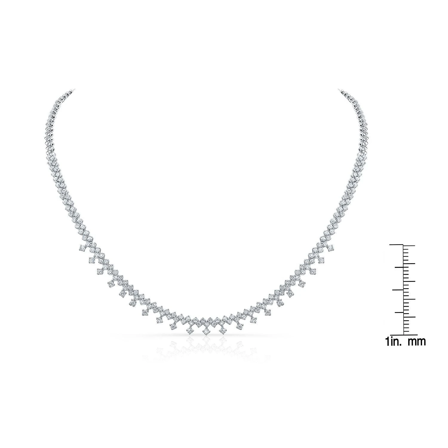 Diamond Prong-set Necklace With Drop Accents In 14k White Gold (3.15ctw) - Image 2