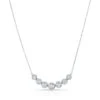 Diamond 7-stone Round Bezel Graduated Necklace With Millgrained Edging In 14k White Gold