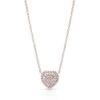 Diamond Heart Cluster Necklace With Pave Double Border In 14k Rose Gold, 18 Inches