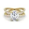 18K Yellow Gold Oval Open Diamond Pave Criss Cross Engagement Ring -1-1/3ctw