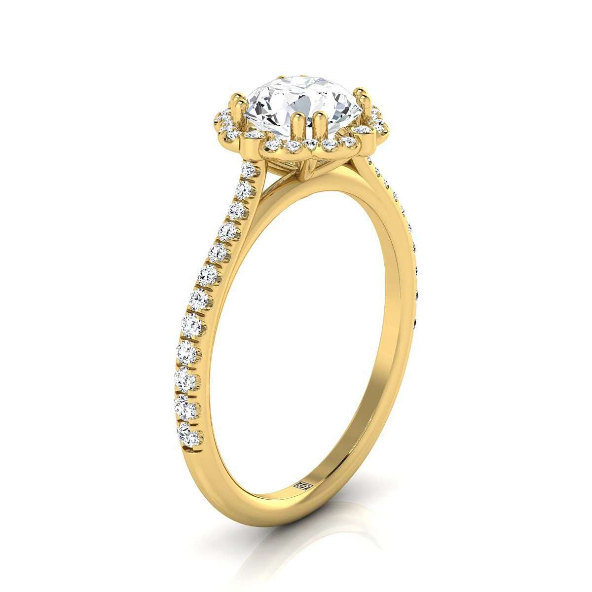 18K Yellow Gold Round Brilliant Diamond Ornate Halo Vintage Inspired Engagement Ring -1/4ctw - Image 2