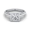 Platinum Princess CutBezel Halo Cathedral Solitaire Engagement Ring