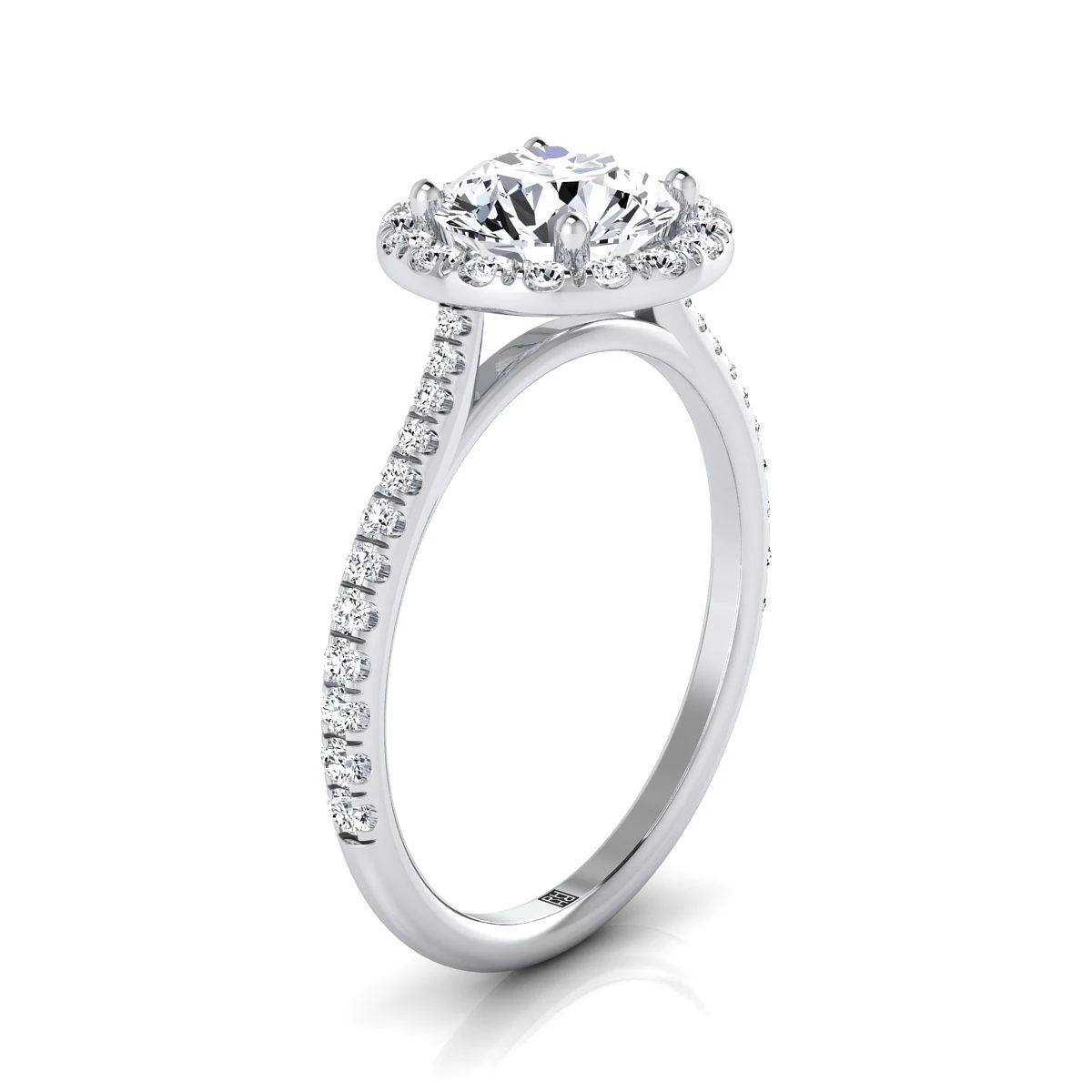 Platinum Diamond Diamond Halo Diamond Pave Engagement Ring -3/8ctw - Image 2