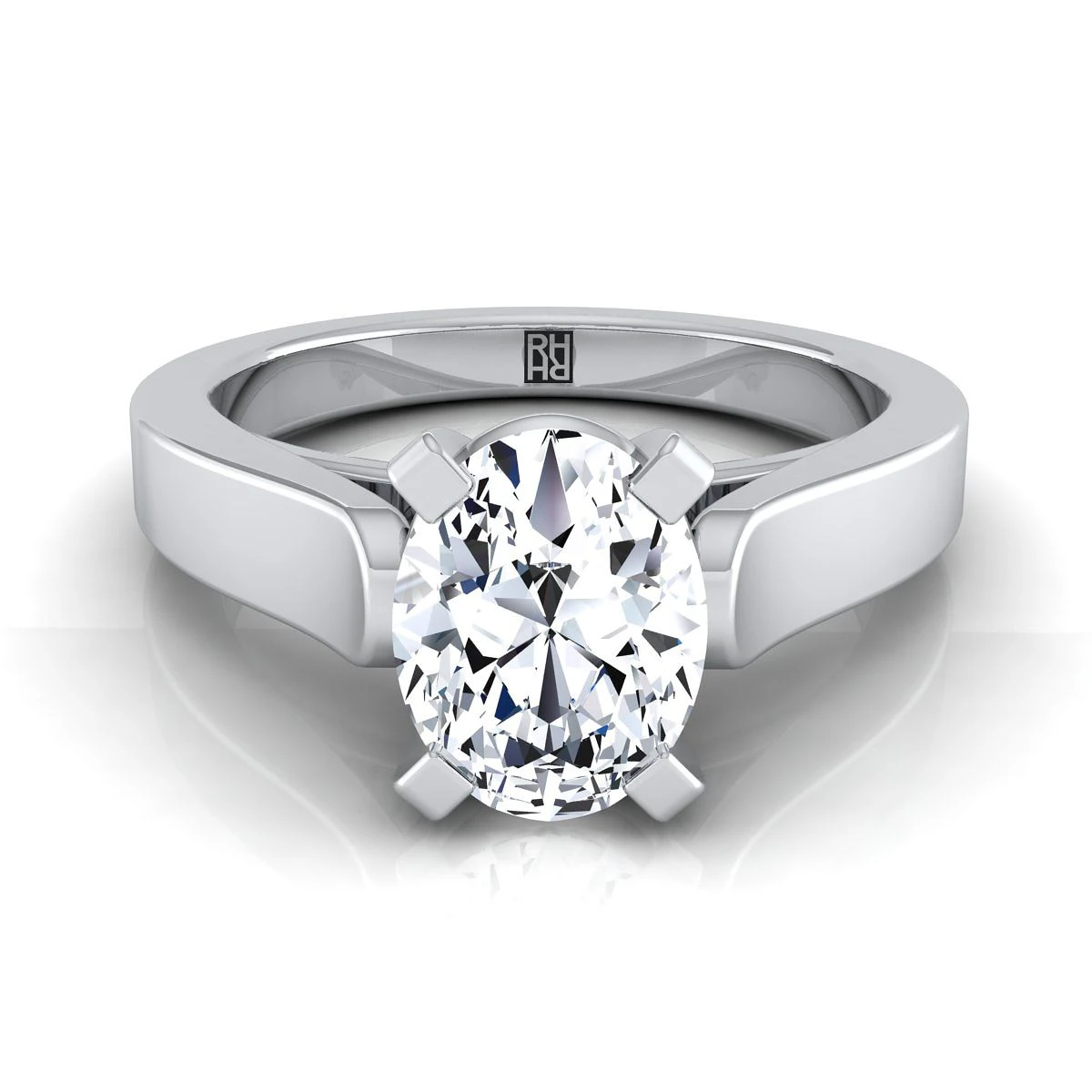 Platinum OvalCathedral Style Solitaire Engagement Ring