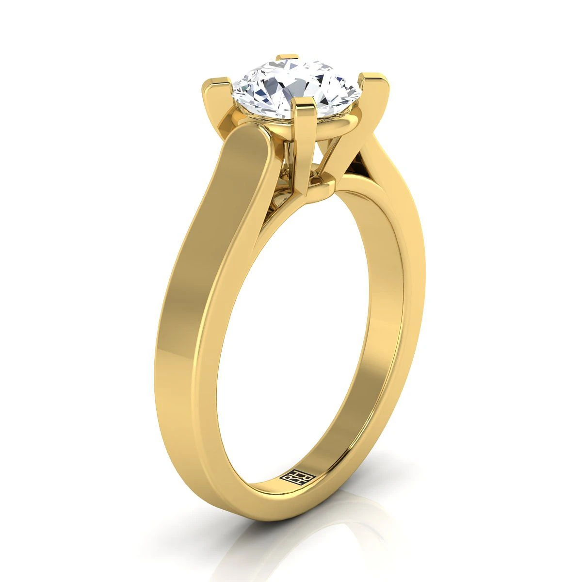 18K Yellow Gold Round BrilliantCathedral Style Solitaire Engagement Ring - Image 2