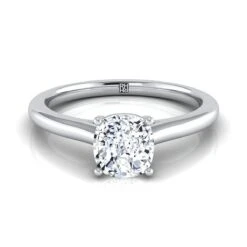 Platinum CushionPinched Comfort Fit Claw Prong Solitaire Engagement Ring