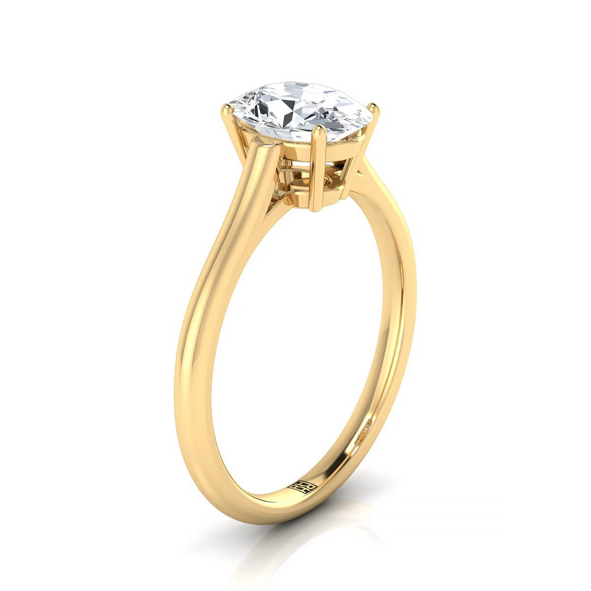 14K Yellow Gold Oval Citrine Cathedral Style Comfort Fit Solitaire Engagement Ring - Image 2