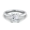Platinum Radiant Cut CenterRound Comfort Fit Claw Prong Solitaire Engagement Ring