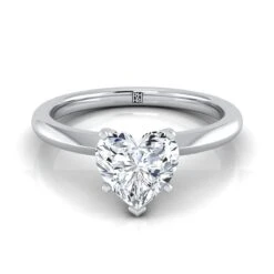 Platinum Heart Shape CenterPetite Knife Edge Solitaire Engagement Ring