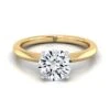 18K Yellow Gold Round BrilliantPetite Knife Edge Solitaire Engagement Ring