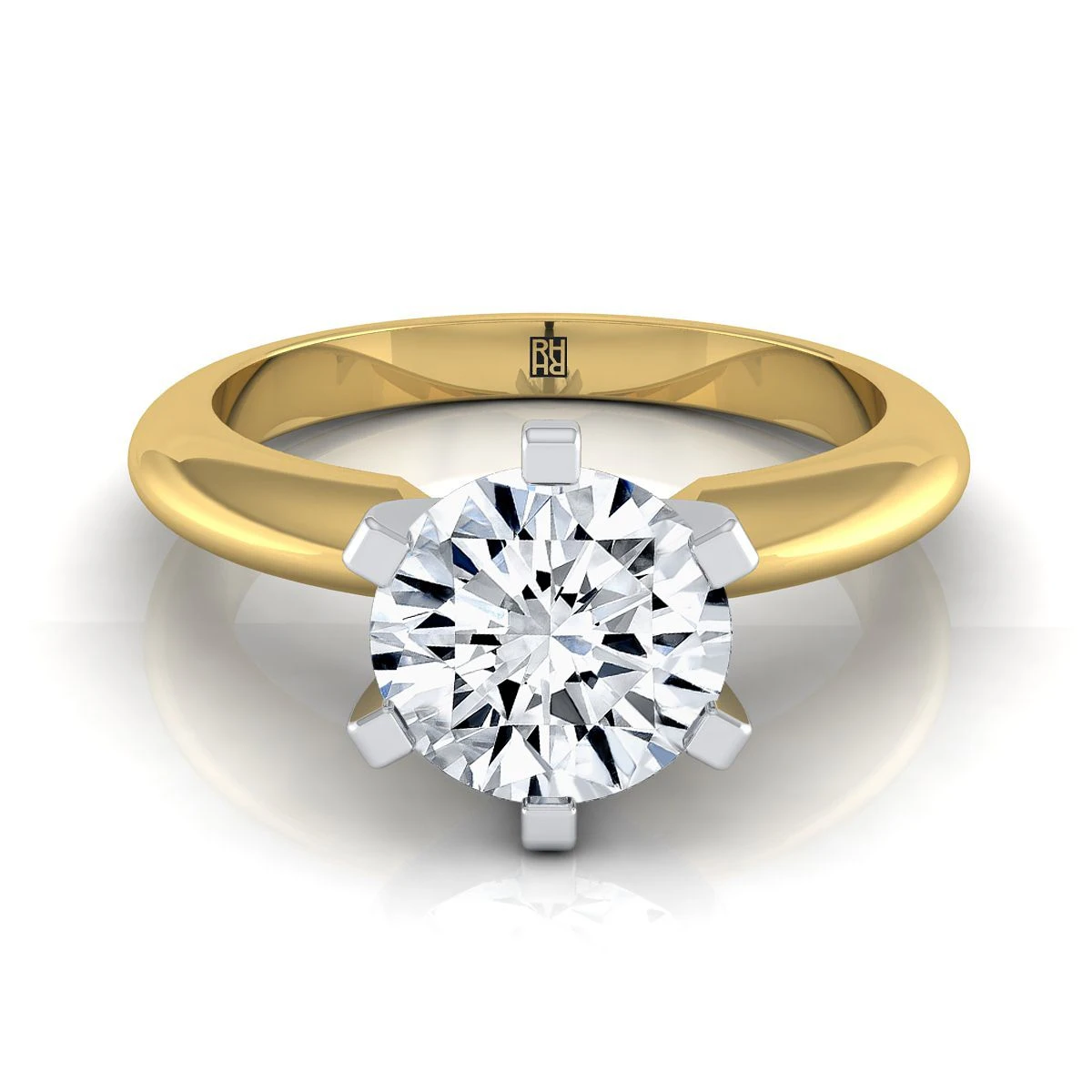 14K Yellow Gold Round BrilliantSimple Low Base Solitaire Engagement Ring