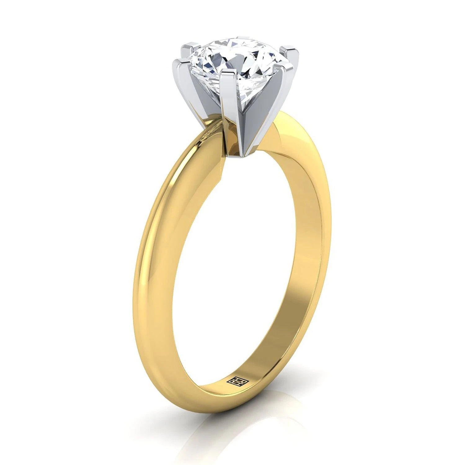 14K Yellow Gold Round BrilliantSimple Low Base Solitaire Engagement Ring - Image 2