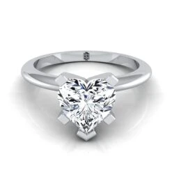 Platinum Heart Shape CenterClassic Low Base Solitaire Engagement Ring