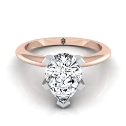 14K Rose Gold Pear Shape CenterClassic Low Base Solitaire Engagement Ring