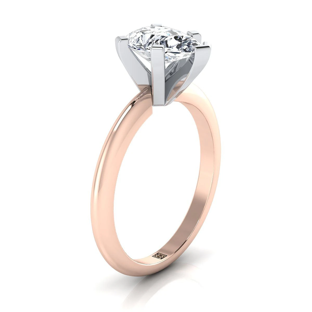 14K Rose Gold Pear Shape CenterClassic Low Base Solitaire Engagement Ring - Image 2