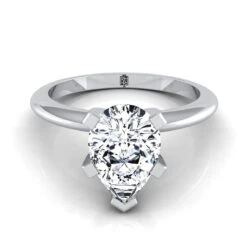 Platinum Pear Shape CenterClassic Low Base Solitaire Engagement Ring
