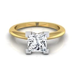 18K Yellow Gold Princess CutClassic Low Base Solitaire Engagement Ring