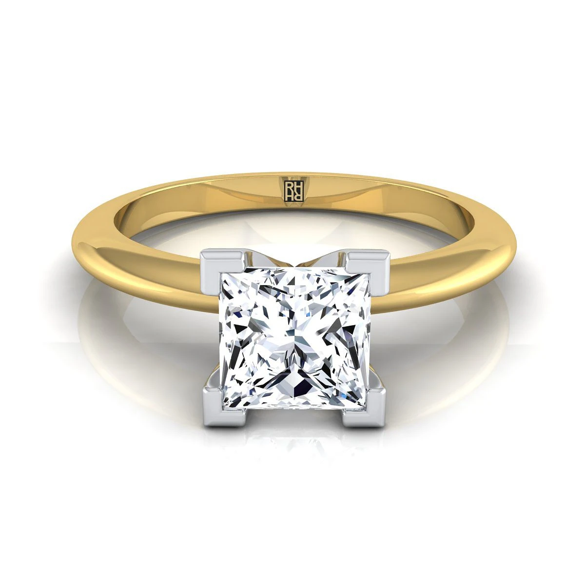 18K Yellow Gold Princess CutClassic Low Base Solitaire Engagement Ring