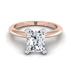 14K Rose Gold Radiant Cut CenterClassic Low Base Solitaire Engagement Ring