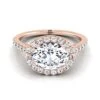 14K Rose Gold Oval Diamond Horizontal Fancy East West Halo Engagement Ring -1/2ctw