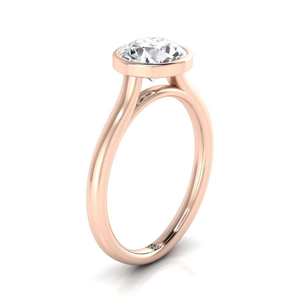 14K Rose Gold Round BrilliantSimple Bezel Solitaire Engagement Ring - Image 2
