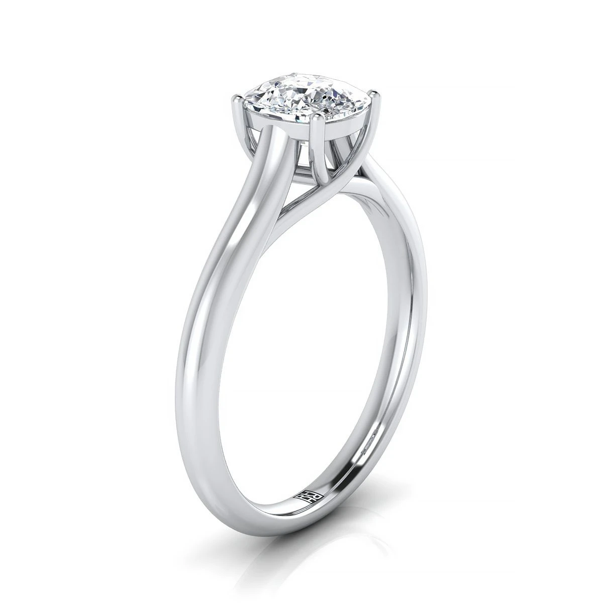 Platinum Cushion Rounded Classic Comfort Fit Solitaire Ring - Image 2
