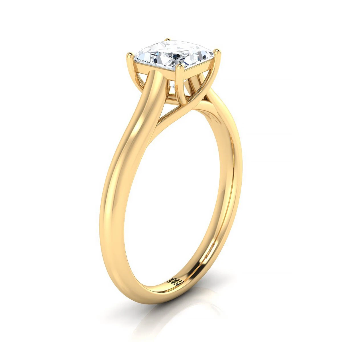 14K Yellow Gold Princess Cut Rounded Classic Comfort Fit Solitaire Ring - Image 2